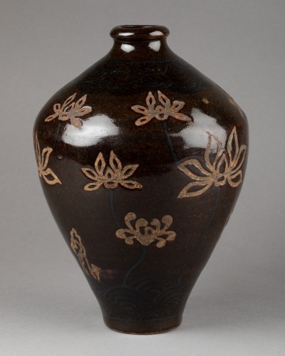 Vase en grès - Lotus et héron, Japon Edo - Arts d
