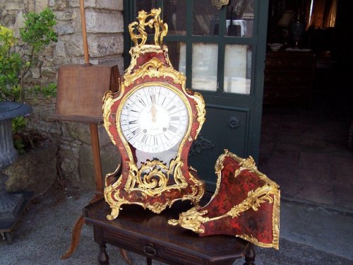 Important cartel vernis Martin et sa console d’applique XVIIIe - Horlogerie Style Louis XV