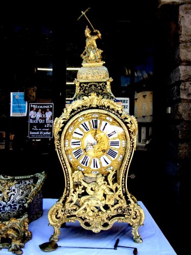 Horlogerie Cartel - Grand cartel en marqueterie Boulle "au Chinois" estampillé Foullet XVIIIe