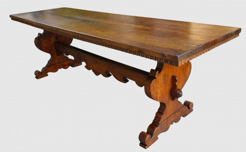 Mobilier Table & Guéridon - Grande table italienne d’abbaye en noyer