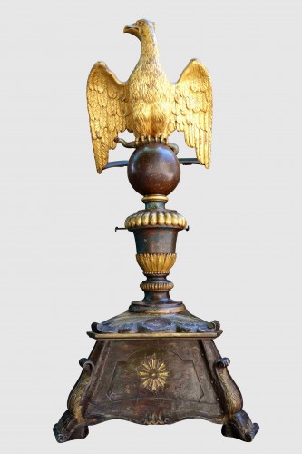 Important lutrin à l’aigle en bois doré et polychromé, XVIIIe - Art sacré, objets religieux Style 