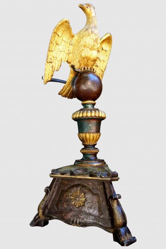 Important lutrin à l’aigle en bois doré et polychromé, XVIIIe - Méounes Antiquités