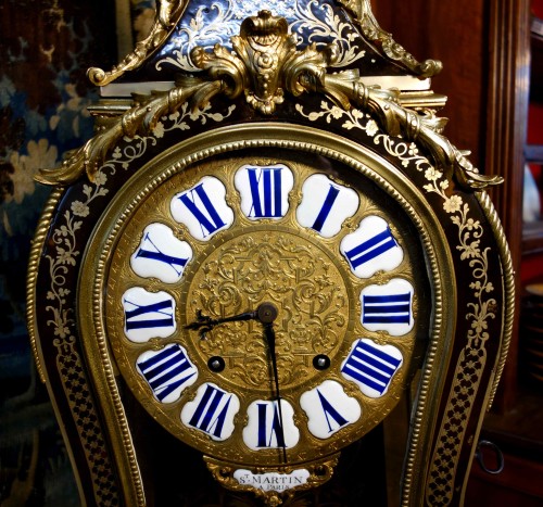 Horlogerie Cartel - Grand cartel d’applique violoné en marqueterie Boulle, Saint Martin à Paris