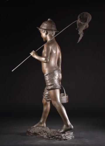 XXe siècle - Giovanni de Martino (1870-1935), grande figure en bronze Fischerjunge