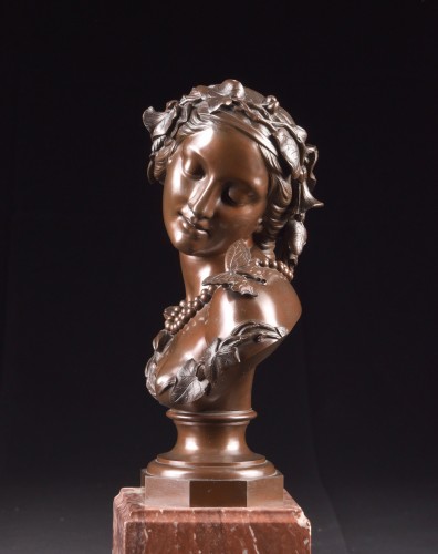 Jan Jozef Jacquet (1822-1898) - Buste de jeune femme, 1857 - Sculpture Style Napoléon III