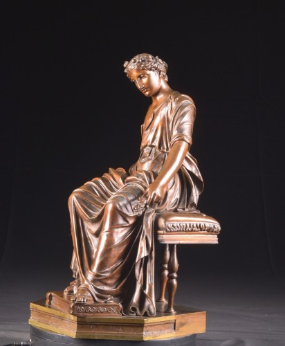 Sculpture Sculpture en Bronze - Victor Paillard (1805-1886) Figure féminine assise