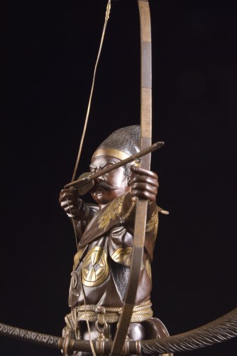XIXe siècle - Samouraï en bronze, Japon époque Meiji