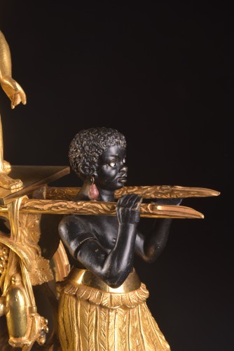 Antiquités - Pendule Empire à l'effigie de Paul et Virginie, (1800-1805)