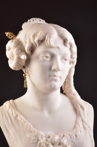 César CERIBELLI (1841-1918), Buste de femme en marbre de Carrare - Mora Antiques
