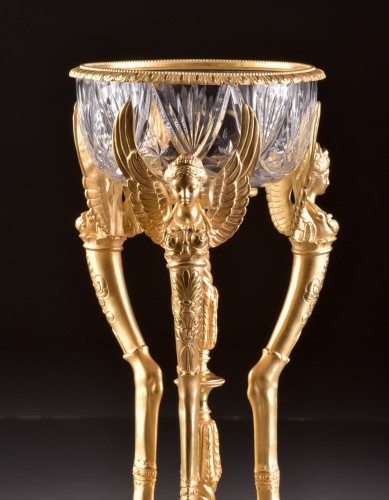 XIXe siècle - Paire de coupes Napoléon III en bronze et cristal de Baccarat
