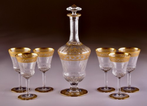 Art nouveau - Cristal St. Louis Thistle Or Carafe  & 6 verres