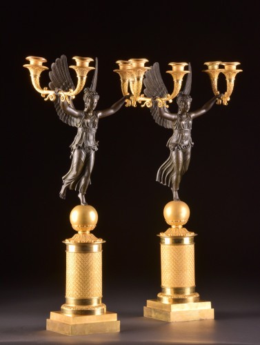 Paire de candélabres Empire en bronze - Mora Antiques