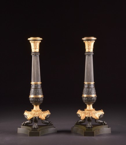 Paire de candélabres Charles X en bronze - Louis-Philippe