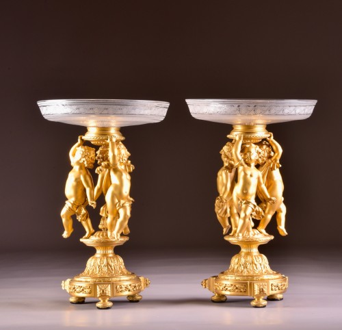 Paire de candélabres en bronze et cristal, fin 19e - Luminaires Style Napoléon III
