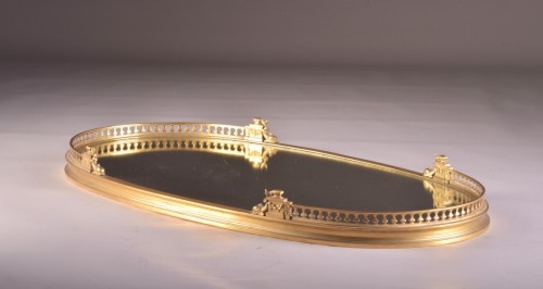Antiquités - Gand centre de table en bronze doré et miroir par Christofle. Ca. 1830-189
