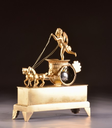 XIXe siècle - Un beau 'char' en bronze doré Empire français