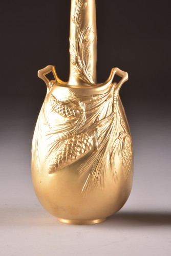 Sculpture Sculpture en Bronze - Alexandre Vibert (1847 - 1909) - Paire de vases en bronze doré