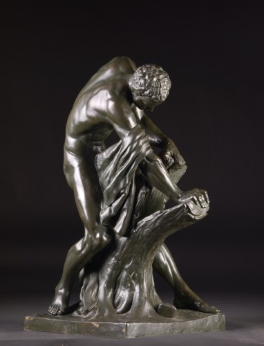 XIXe siècle - "Rending the Oak", grand bronze d'après "Milon de Crotone"