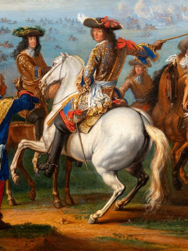 Tableaux et dessins Tableaux XVIIe siècle - Le passage du Rhin par Louis XIV et son armée, signé Adam-Frans van der Meulen (1632 -1690)