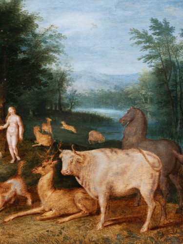 Tableaux et dessins Tableaux XVIIe siècle - Adam et Eve au paradis, atelier de Jan Brueghel le Jeune (1601-1678)