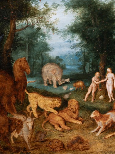 Adam et Eve au paradis, atelier de Jan Brueghel le Jeune (1601-1678) - Galerie Nicolas Lenté