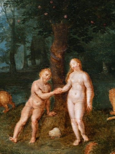 XVIIe siècle - Adam et Eve au paradis, atelier de Jan Brueghel le Jeune (1601-1678)