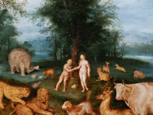 Antiquités - Adam et Eve au paradis, atelier de Jan Brueghel le Jeune (1601-1678)