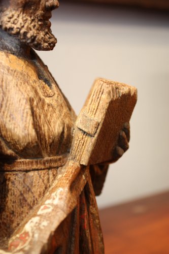 Saint Paul en chêne sculpté avec restes de polychromie, Flandres, XVe siècle - Moyen Âge