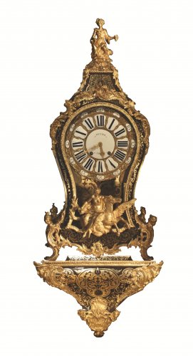 Cartel et sa console d'applique d'époque Louis XV en marqueterie Boulle