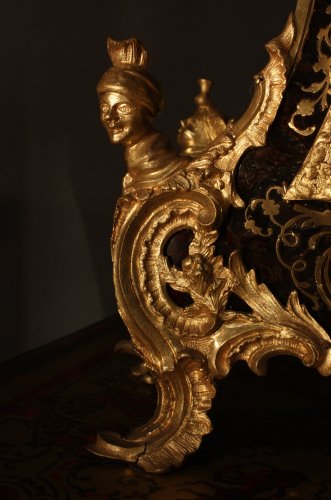 Louis XV - Cartel et sa console d'applique d'époque Louis XV en marqueterie Boulle