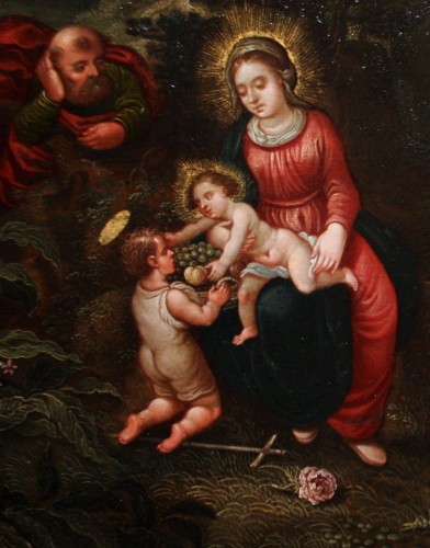 Tableaux et dessins Tableaux XVIIe siècle - Le repos de la Sainte Famille - attribué à Peter Von Avont, XVIIe siècle