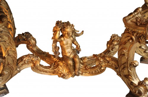 Console aux sirènes en bois doré et sculpté, Florence début du XVIIIe - Mobilier Style Louis XIV