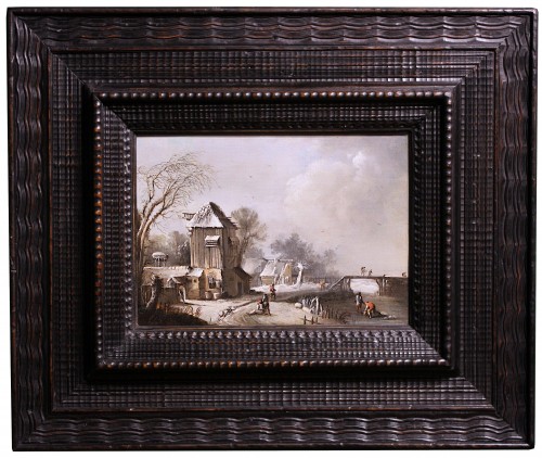 Paysage d'hiver à la ferme, entourage de Klaes Molenaer, XVIIe siecle - Tableaux et dessins Style Louis XIII