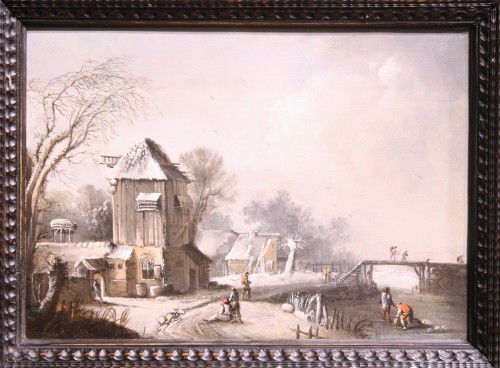 XVIIe siècle - Paysage d'hiver à la ferme, entourage de Klaes Molenaer, XVIIe siecle