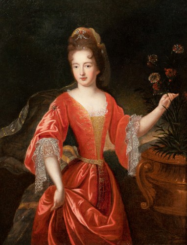 Portrait de Françoise-Marie de Bourbon, atelier de Pierre Gobert, fin du XVIIe siècle - Tableaux et dessins Style Louis XIV