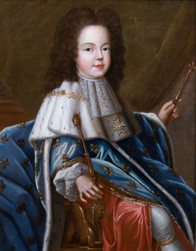 Portrait de Louis XV enfant, atelier de Pierre Gobert vers 1716 - Tableaux et dessins Style Louis XV