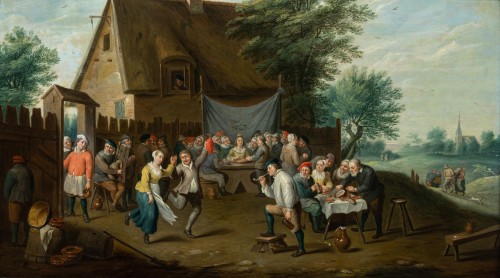 Les noces paysannes, attribué a David Teniers le Jeune, XVIIe siecle - Tableaux et dessins Style Louis XIV