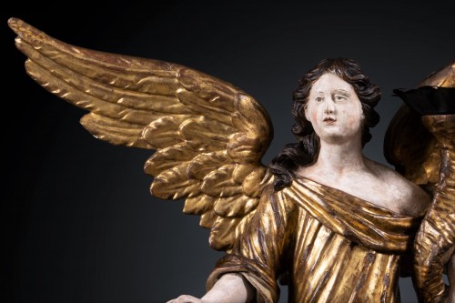 Sculpture Sculpture en Bois - Paire d’anges céroféraires, XVIIe siècle Italie du Nord