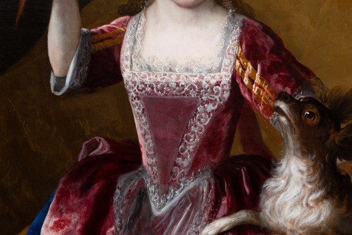 XVIIIe siècle - Portrait de jeune fille, signé H. Millot, élève de N. de Largilliere, daté 1700