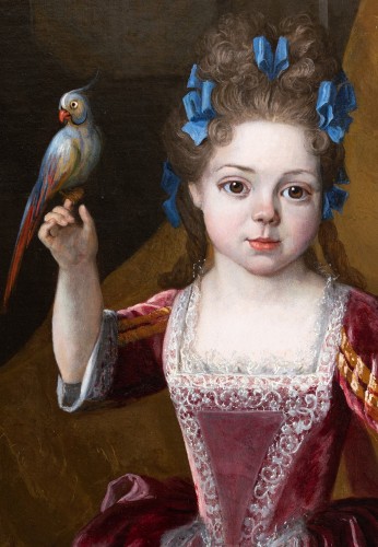 Antiquités - Portrait de jeune fille, signé H. Millot, élève de N. de Largilliere, daté 1700