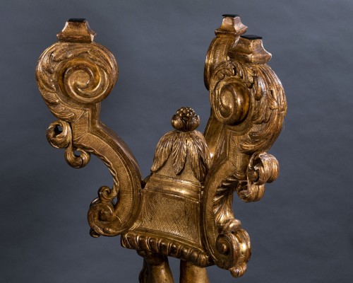 XVIIe siècle - Paire de porte-torchères en bois doré, Paris, époque Louis XIV