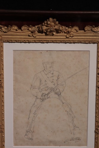 Giovanni Fattori (1825-1908) - Étude pour Soldat à cheval - Numero 7 Antiquariato