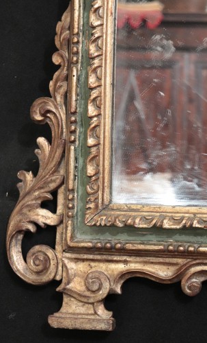 XVIIIe siècle - Miroir doré et laqué, Toscane XVIIIe siècle