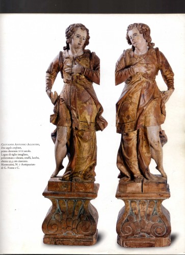 Paire d'anges céroféraires en bois, Italie 17e siècle - Louis XIII