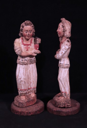 Paire de céroféraires en bois, Sienne XVe siècle - Numero 7 Antiquariato