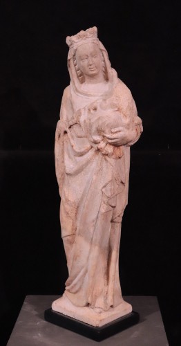 Madone à l'enfant - Italie XIVe siècle - Sculpture Style Moyen Âge