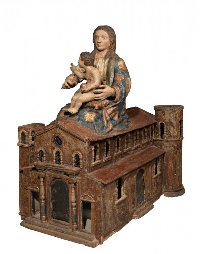 Vierge à l'Enfant dans la maison sacrée de Lorette - Italie XVIIe siècle