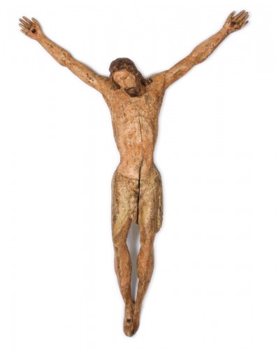 Grand Christ en bois polychromie originale, Toscane XIIIe siècle
