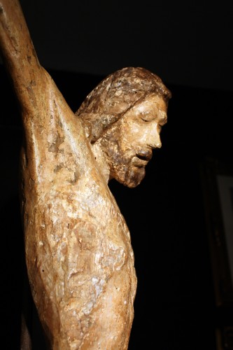 Grand Christ en bois polychromie originale, Toscane XIIIe siècle - Numero 7 Antiquariato