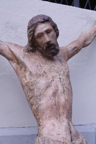 XIe au XVe siècle - Grand Christ en bois polychromie originale, Toscane XIIIe siècle